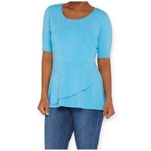 ISAAC MIZRAHI LIVE BLUE RUFFLE SHIRT SZ.S EUC.